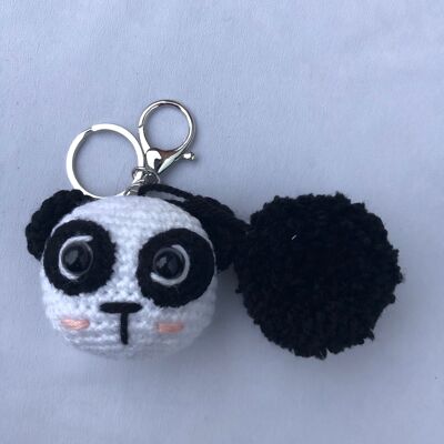 Panda con pompon nero (5 x 7 x 7 cm)