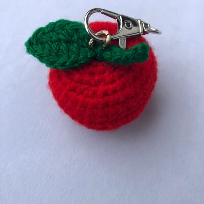Grazioso portachiavi rosso - amigurumi - (5x4x5 cm)