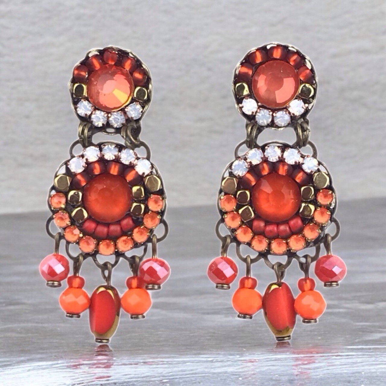 Orecchini in cristallo color mandarino scuro