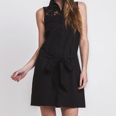 Vestido camisero de algodón Negro