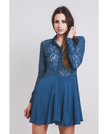 Mini-robe en dentelle bleu sarcelle 1