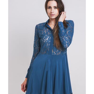 Mini-robe en dentelle bleu sarcelle