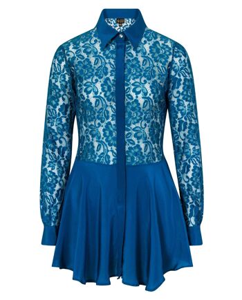 Mini-robe en dentelle bleu sarcelle 2