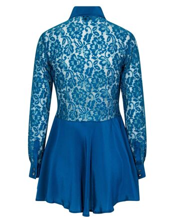 Mini-robe en dentelle bleu sarcelle 3