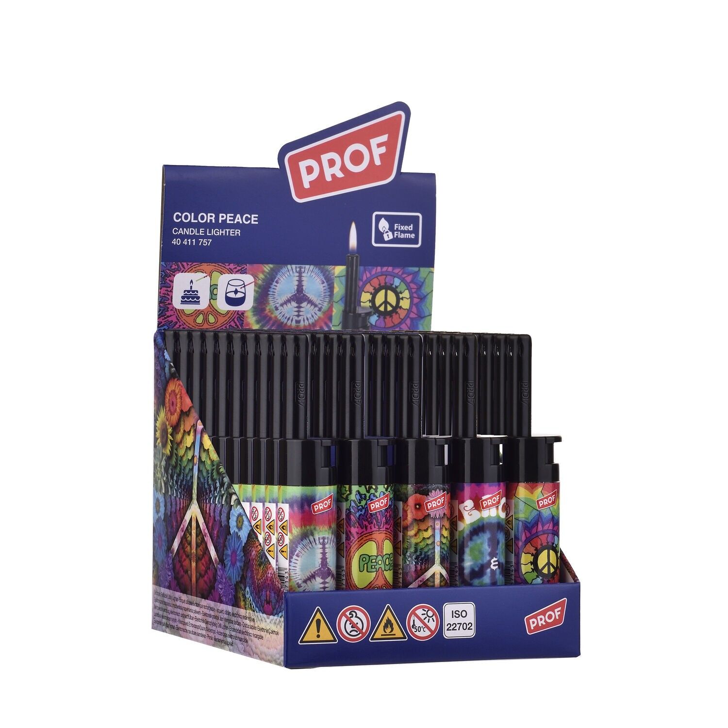 Encendedores largos y redondos Peace & Love x30