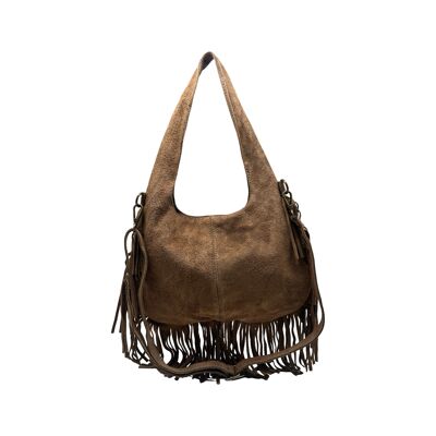 BOLSO PAULEA DE PIEL DE ANTE CON FLECOS