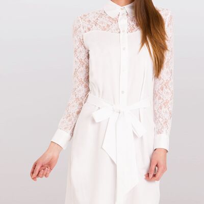 Robe Chemise Classique En Coton Blanc