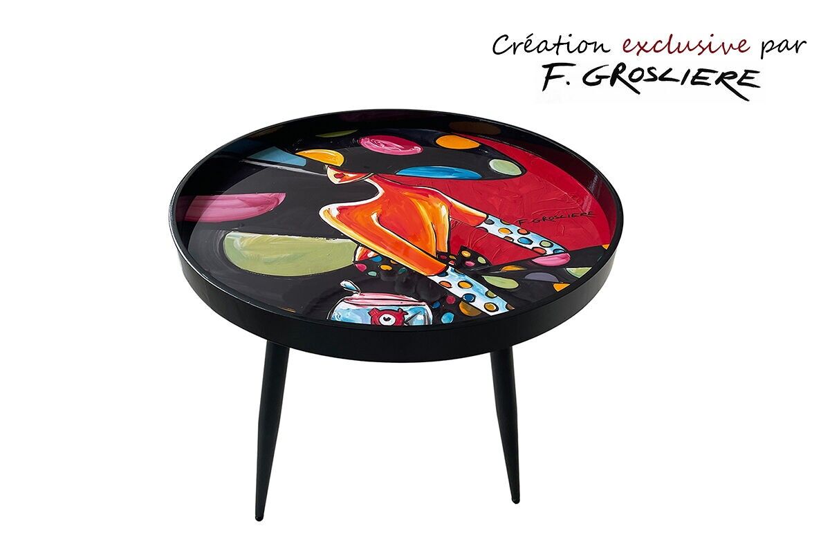 TAVOLO IN LEGNO/METALLO DONNA CON POIS DI F.GROSLIERE - STYYL