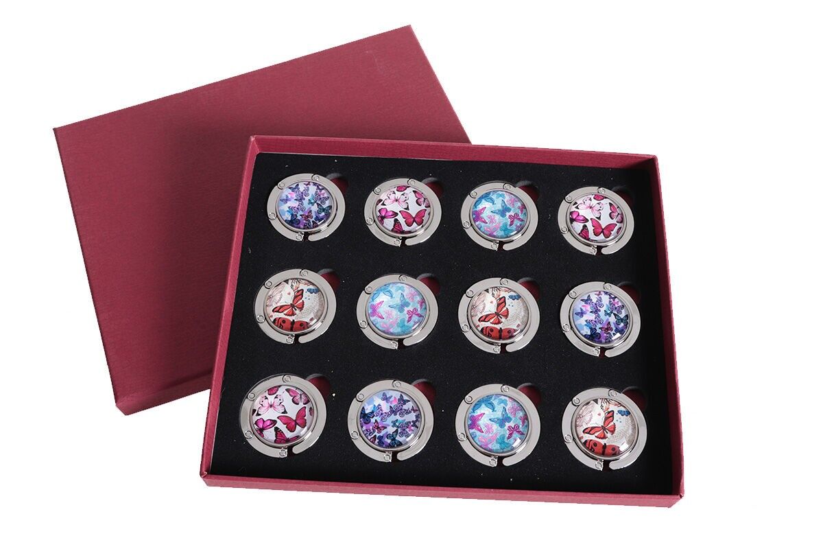 SCATOLA ESPOSITIVA PORTA SACCHETTI 4 DECORAZIONI ASSORTITE A FORMA DI FARFALLA - ESSENZIALE