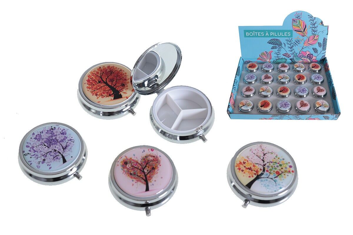 ESPOSITORE PER 20 PORTAPILLOLE CON 4 DECORAZIONI ASSORTITE PER L'ALBERO - ESSENZIALE