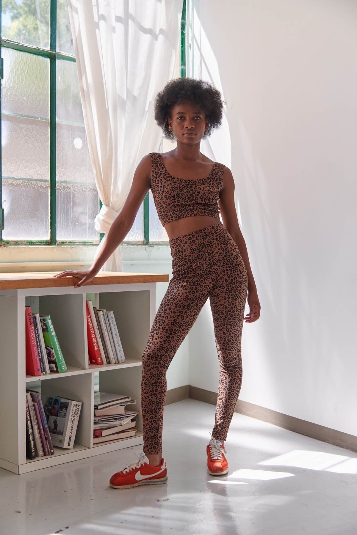 Leggings in cotone biologico - Leopardo marrone