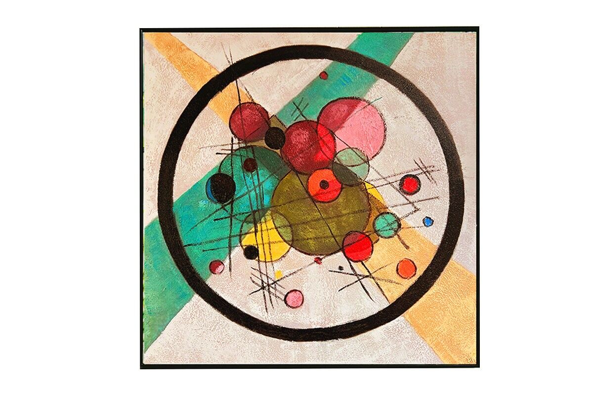 TABLEAU CERCLES KANDINSKY CADRE NOIR 60*60 CM - GALLERY