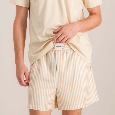 Pantaloncini da pigiama da uomo, a righe color latte