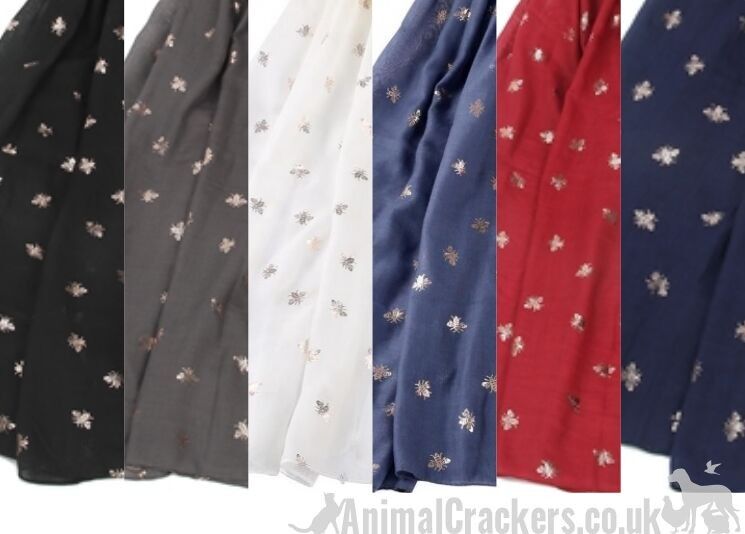 Sciarpa leggera da donna con stampa BEE dorata, sarong in un'ampia gamma di colori
