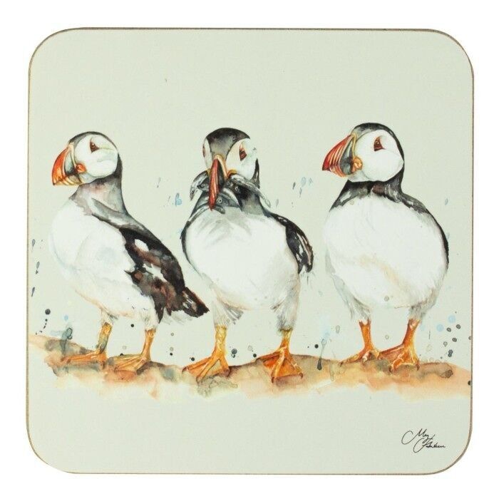 Meg Hawkins Puffin Trio Coasters, set da 4
