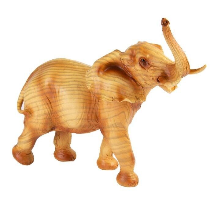 Elefante intagliato effetto legno, 22 cm