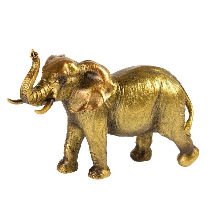 Scultura di elefante africano dorato, 24 cm