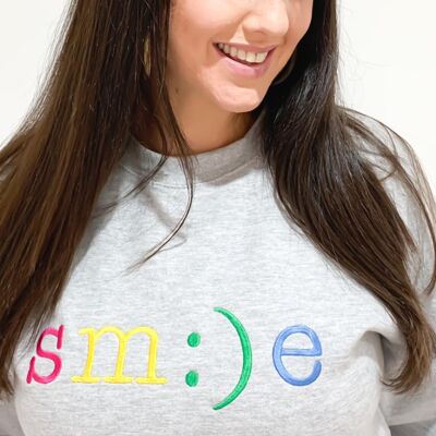 Sweatshirt mit Regenbogen-Lächeln-Stickerei Grau