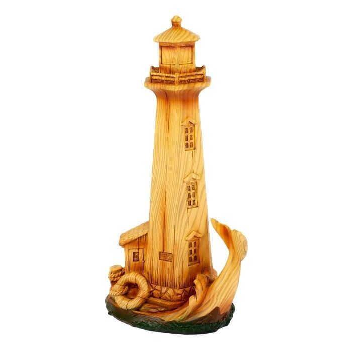 Faro effetto legno intagliato con coda di balena, 22 cm