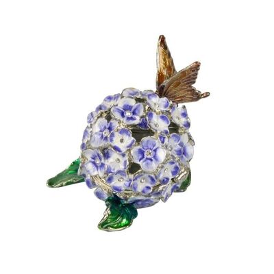 Papillon cloisonné sur fleur, 6 cm