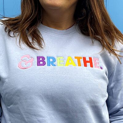 Embroidered &breathe Organic Sweatshirt Soft Blue
