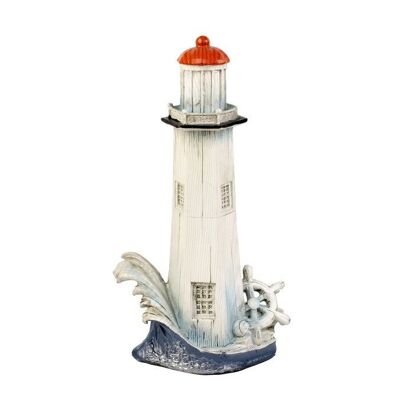 Faro con efecto madera pintada y rueda, 22 cm