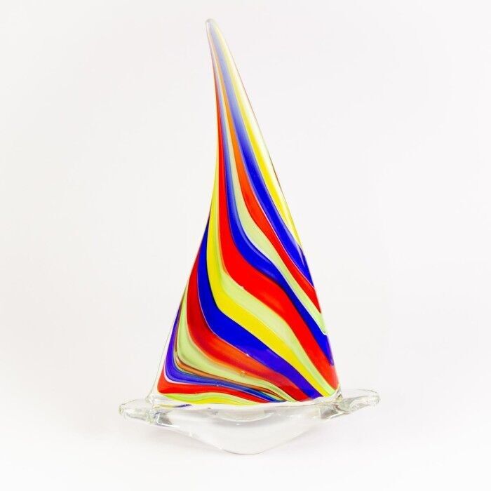 Barca a vela in vetro, multicolore, 33 cm