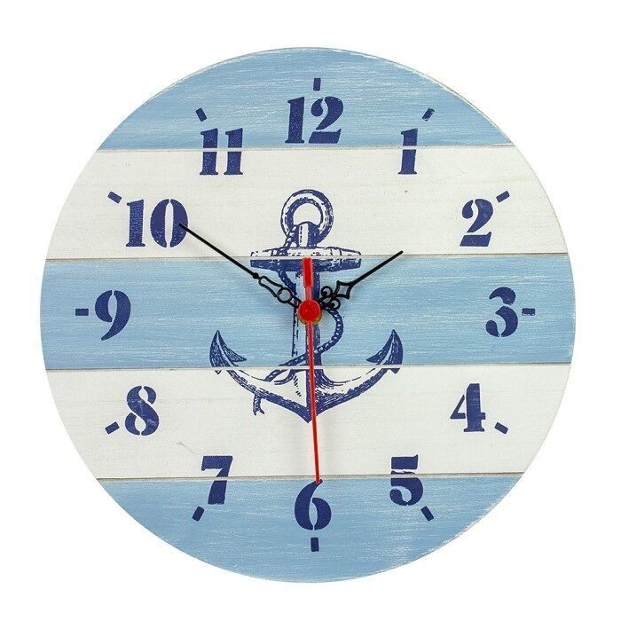 Orologio in legno, blu/bianco, 30 cm