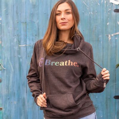 Breathe Cowl Neck Hoodie Charcoal Grey