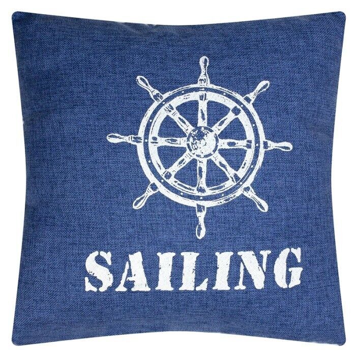Cuscino "Sailing" in stile denim, blu, 40 cm