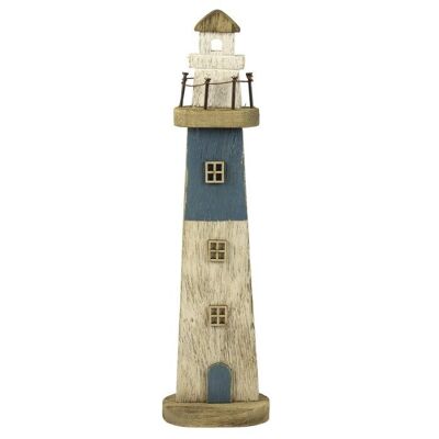 Faro de madera de estilo rústico, azul, 35 cm