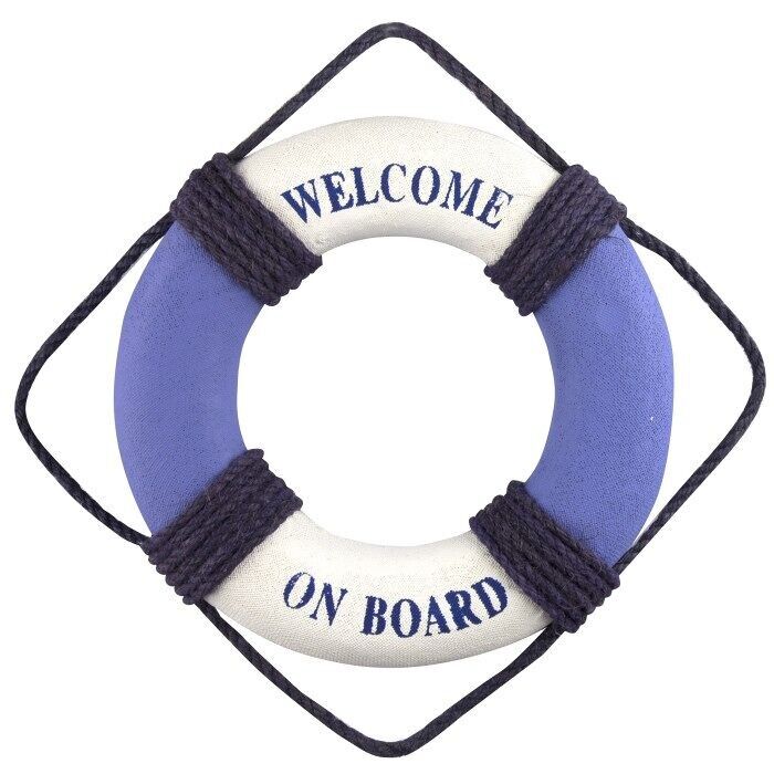 Salvagente "Welcome on Board", blu/bianco, 21 cm