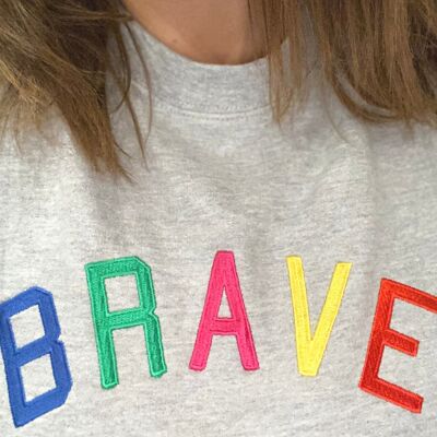 Sweat Brodé Brave Gris