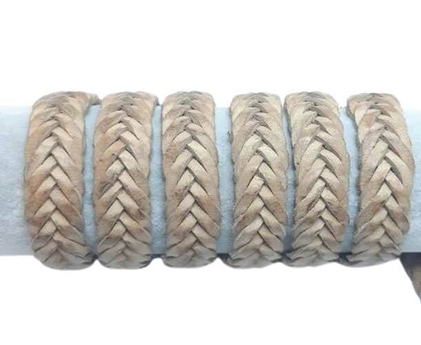 15mm-Montana Flache Geflochtene Lederbänder-weiß