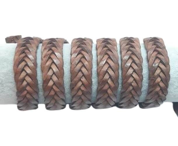 15 mm – Montana Flache geflochtene Lederbänder – Cognac