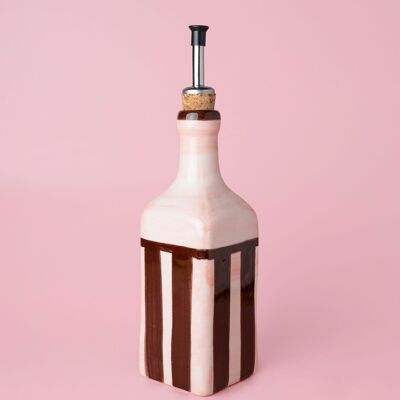 Aceitera de Cerámica Artesanal Hecha en España 475ml / Rosa y Marrón CHOCOLATE