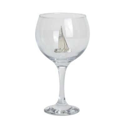 Bicchiere da gin con stemma da yacht in peltro
