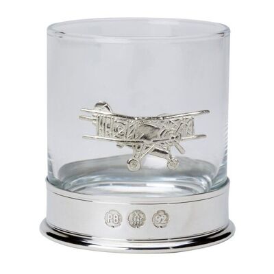 Bicchiere da whisky in peltro con stemma Fairey Swordfish