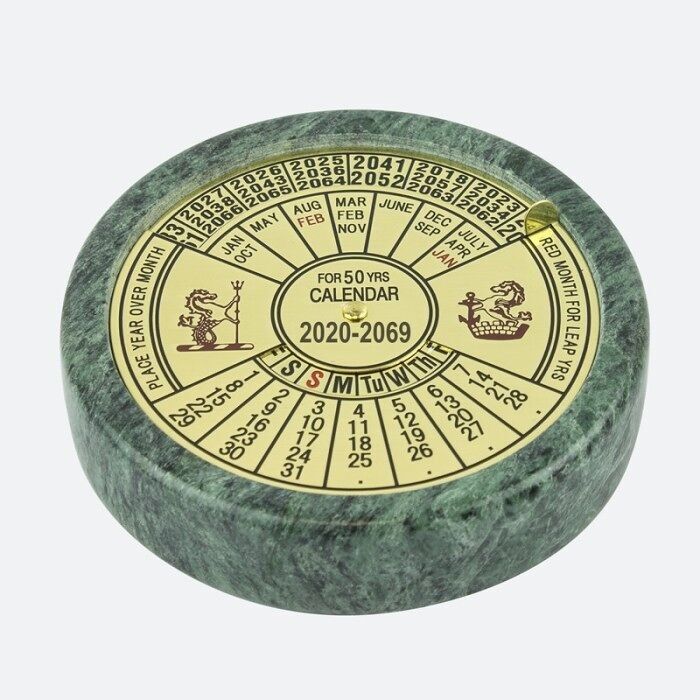Calendario in ottone da 50 anni su base in marmo, 8 cm