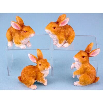 Lapins naturels, 6 cm, 4 assortis