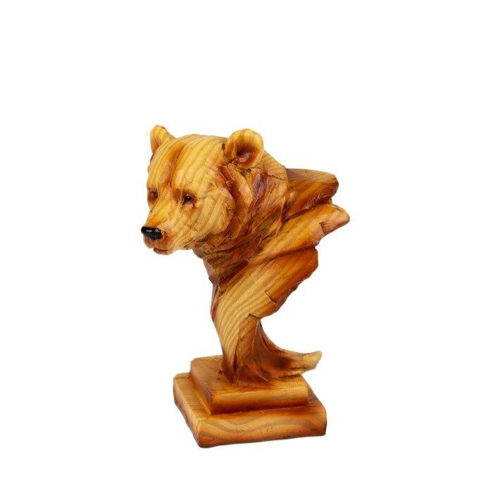 Testa d'orso intagliata effetto legno, 9 cm