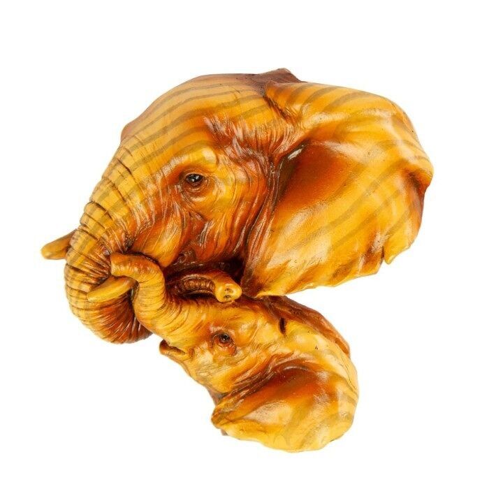 Magnete effetto legno intagliato a forma di elefante e vitello