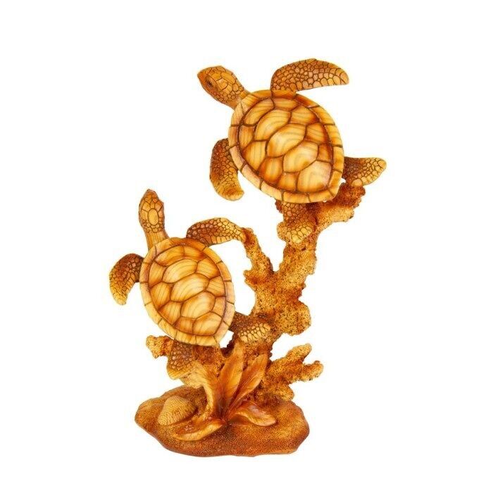 Corallo e tartarughe effetto legno intagliato, naturale, 18 cm