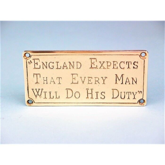 Targa in ottone, "L'Inghilterra si aspetta...", 10 centimetri