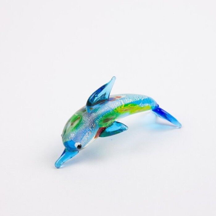 Delfino in vetro in miniatura, multicolore, 8 cm
