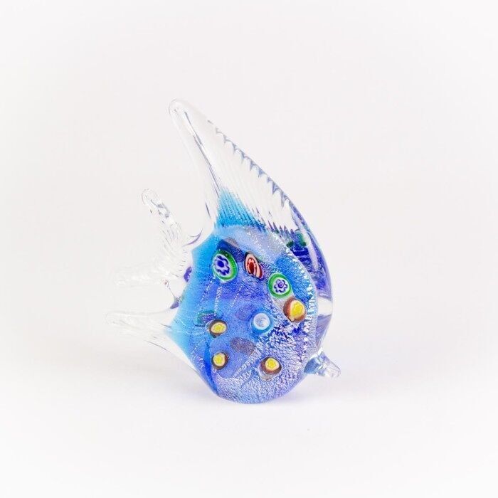 Pesce angelo in vetro, blu/multicolore, 12 cm