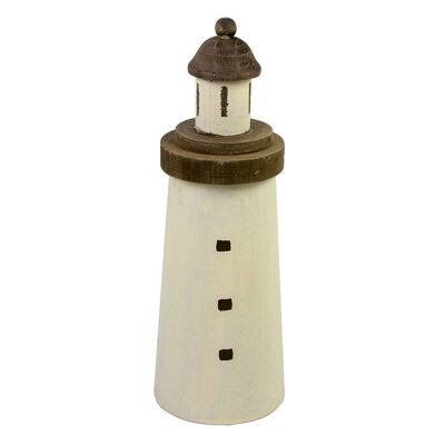Faro in legno, bianco/marrone, 30 cm