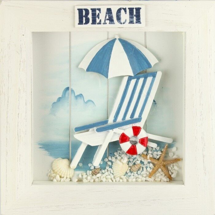 Decorazione con cornice per sedia a sdraio "BEACH" in legno, 25 cm