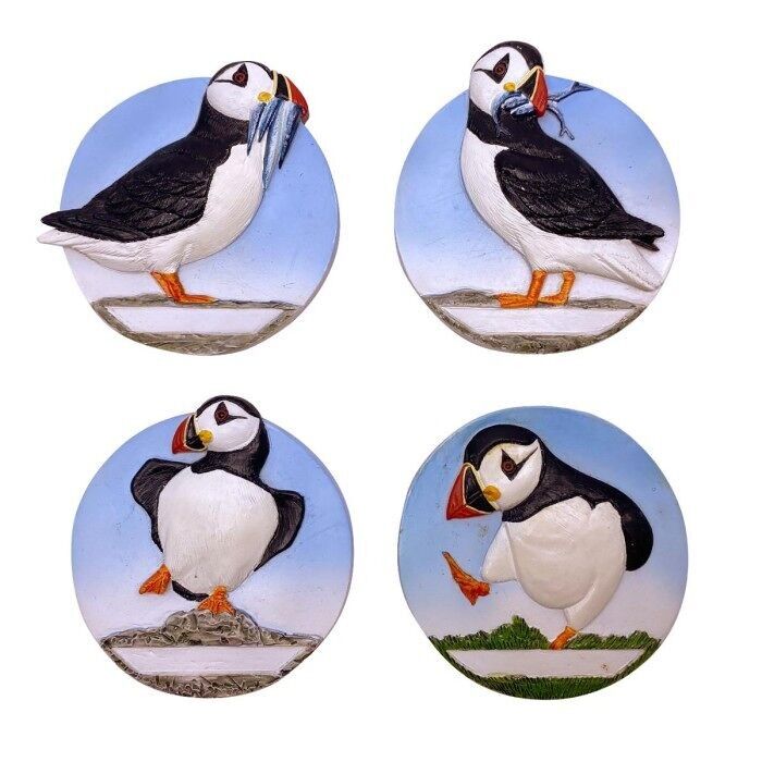 Magneti a forma di pulcinella di mare in piedi, 6 cm, 4 assortiti