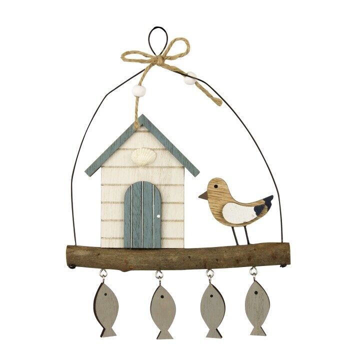 Capanna da spiaggia/pesce appeso, 18x24 cm